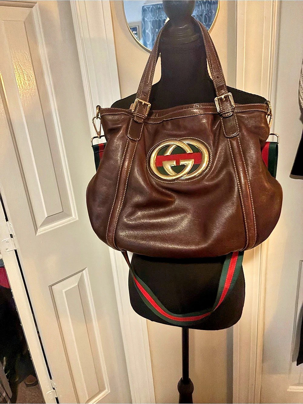 Gucci Interlocking G Hobo Bag Brown & Red